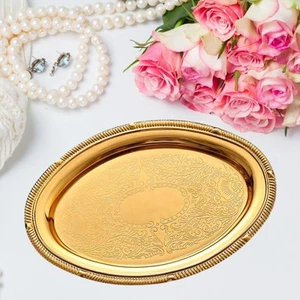 Metal Decorative Serving Tray Ring Dish Plate Table Centerpiece Jewelry Display - Picture 1 of 5