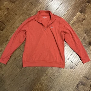 Vineyard Vines Whale 1/4 Zip Men's Med Peach Red 100% Cotton Coral - Picture 1 of 5