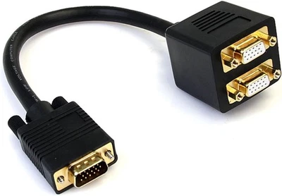 StarTech.com VGA to 2x VGA Video Splitter Cable – 1 ft, Male to Female, VGA Sign - Photo 1/4