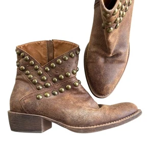 Coconuts By Matisse Women’s 8 Brown Faux Leather Zipper Studded Ankle Rodeo Boot - Picture 1 of 15