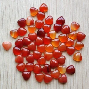 50pcs Natural Red Agate Heart Shape Cab Cabochons Beads for Jewelry No Hole 10mm - Picture 1 of 2