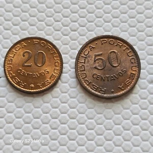 Sobre Littleton monedas de bronce de 20,50 centavos de Mozambique 1957, 1961 sin circular - Imagen 1 de 3