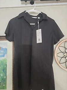Lady Hagen Polo Shirt Womens Medium Pique Short Sleeve Black Golf Tennis New - Picture 1 of 4