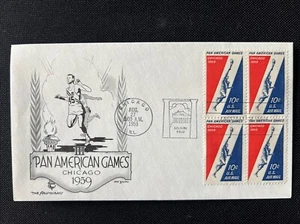 C56 Pan-American Games (Airmail Block of  4) FDC The Aristocrats 1959 Chicago IL - Picture 1 of 2