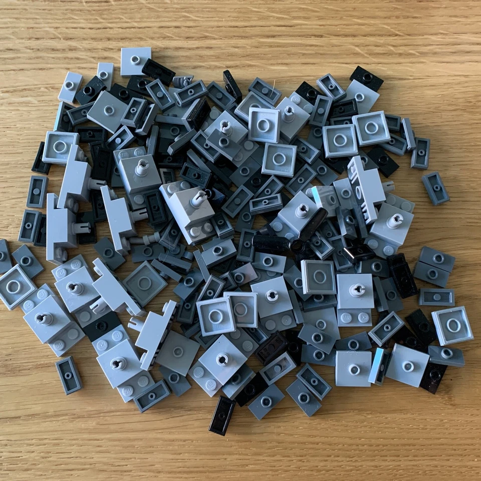 190 LEGO brand new BLACK & grey 2x4 2x2 2x1 finish plates modified Star Wars  - Image 1 of 1