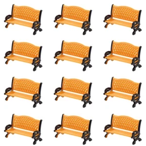 12pcs Model Railway Platform O Scale 1:50 Orange Park Street Seats Bench Chair - Picture 1 of 4