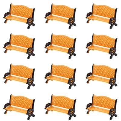 12pcs Model Railway Platform O Scale 1:50 Orange Park Street Seats Bench Chair - Image 1 of 4