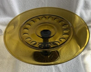Vintage braun Glas Kuchenständer unbekannter Hersteller Bullseye Typ Muster - Bild 1 von 8