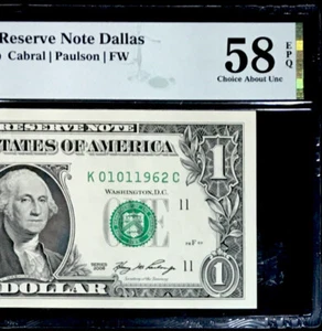 2006 $1 FRN BIRTHDAY SER. #01-01-1962 PMG #58 EPQ CH ABOUT UNC - Picture 1 of 5