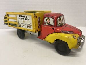 Vintage  Lupor Tin Friction "Stake Truck" #602 Clover Garden Shop 310