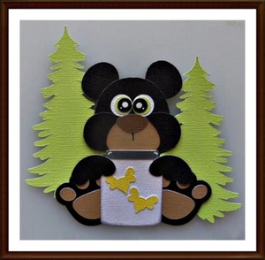 Cute Black Bear Handmade Paper Piecing Embellishment for Cards Pages PCC - Picture 1 of 1