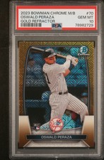 Oswald Peraza RC 2023 Bowman Chrome Gold /50 Mega Box Mojo Rookie PSA 10 POP 1