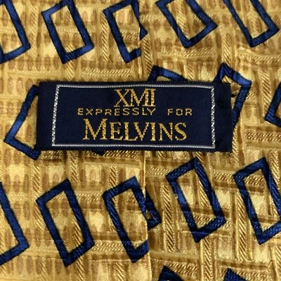 Corbata XMI Expressly para MELVINS para hombre 100 % seda geométrica amarillo azul EE. UU. 4,0"* Foto 1 de 4