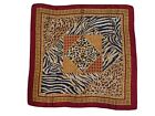 Women's Scarf 100% Silk Rustic Color Made In Italy  Animal Print 34"x34"sq 