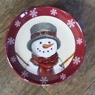 Christmas 4 St Nicholas Square Yuletide Snowman Luncheon Plates 9" Melamine NEW