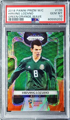 Prizm World Cup 2018 Hirving Lozano Green/Orange Wave PSA 10 ¡Mexico, San Diego!! Foto 1 de 2