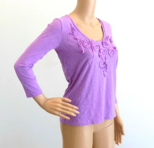 J.CREW 100 % Baumwolle 3/4-Ärmel mit 100 % Seide Blumendesign lila Damen M gebraucht, in einwandfreiem Zustand - Bild 1 von 8