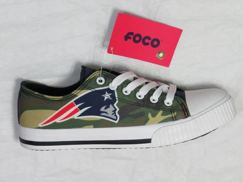 NEW ENGLAND PATRIOTS WOMEN SNEAKER SZ 9 WOODLAND CAMO LOW CANVAS CHUCK STYLE NWT Cover