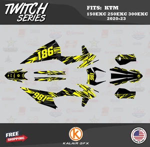 Kit Gráficos para KTM 150EXC, 250EXC, 300EXC 2020 2021 2022 2023 Twitch- Amarillo - Imagen 1 de 6
