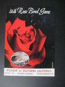 1970 Rose Bowl Michigan vs USC Football Program Postcard Official Reproduction - Picture 1 of 2