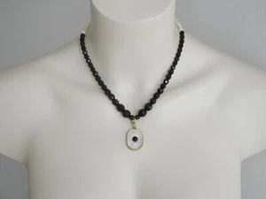 Kette Perlmutt Onxy Kugeln facettiert + Anhänger 30 g/44 cm - Bild 1 von 11