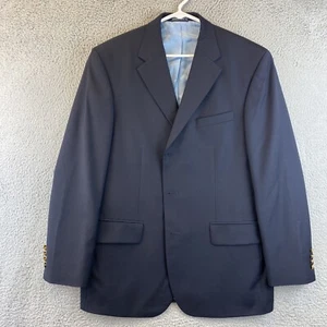 NAUTICA Sport Coat Mens Navy Blue Blazer Dark Suit Jacket 53 R Gold Butt / 90-64 - Picture 1 of 12