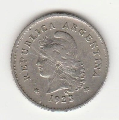 1923 | Argentina | 10 Centavos | KM# 35 | VF Choice - Image 1 of 2