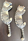 Wooden Striped Cat Picture Frame Hangers 11in long