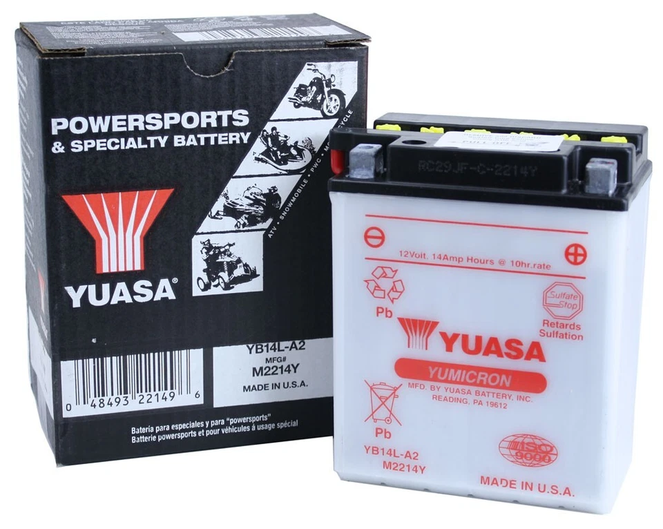 Yuasa YB14L-A2 Conventional 12-Volt Battery For 1987 Kawasaki ZL1000 Eliminator - Image 1 of 1