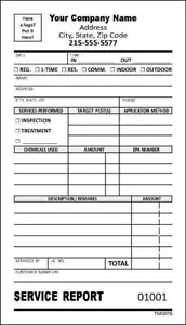 1000 Pest Control Service Report Form / 2 Part Carbonless / 4" x 7" / TMG078 - Picture 1 of 1