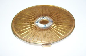 Antique Powder Compact Rhinestone Lid - Picture 1 of 4