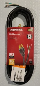 8 FT Replacement cord 16 gauge Rated at 13A and 115-125VAC with loose end wire. - Picture 1 of 2