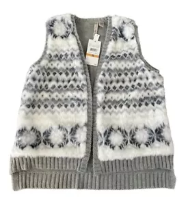 By Design Womens Vest, Size Small, Open Knit/Faux Fur, NEW - Picture 1 of 7