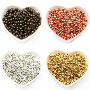 30-1000pcs Metal Loose Spacer Beads 2/3/4/5/6/8/10mm Ball Beading Charms Jewelry - Picture 1 of 16