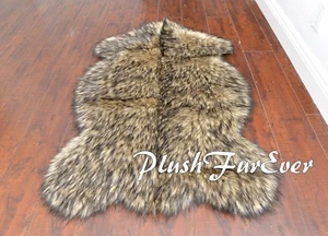 Australian Baby Wolf Faux Fur Rug throw Soft and Silky Wool Fur - Picture 1 of 4