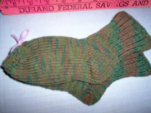 New, hand knit socks 6" Long. , green/brown stripe. A10 - Picture 1 of 1