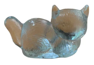 Cat Paper Weight Cat Kitten Lovers Collectors Clear Art Glass Figurine - Picture 1 of 6