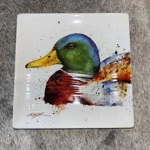Dean Crouser DC Green Head Mallard quadratisch 7" Snack Teller Aquarell Design - Bild 1 von 4