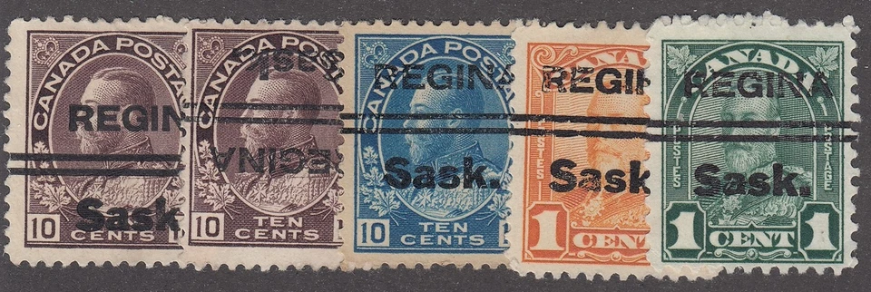 Canadá Precancelado "REGINA" 2-116, 2-116-I, 2-117, 2-149, 2-163 Foto 1 de 1