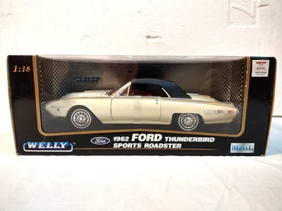 Ford Thunderbird Sports Roadster Welly 1962 blanco fundido a presión 1:18 ¡Caja sellada! Foto 1 de 4