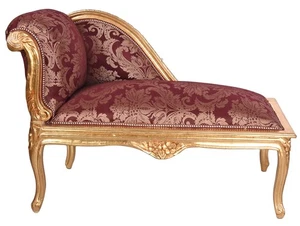 Sitzbank Rot Gold Polsterbank Chaiselongue Hocker Polsterhocker Barock Sofabank - Bild 1 von 5