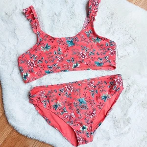 Gap Kids Girls Floral Pink Bikini Ruffle Straps XXL - Picture 1 of 4