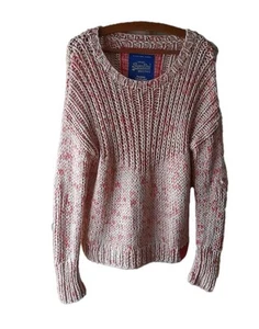 Superdry Womens Knitted Jumper Small Red Oversized Pullover Sweater Cosy Size S - Picture 1 of 9
