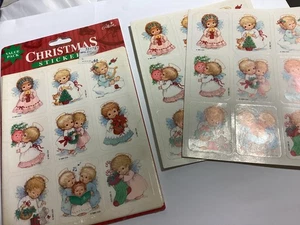 Vintage New 1993 Gibson Greetings Christmas Stickers Angels Cherubs 8 sheets - Picture 1 of 5