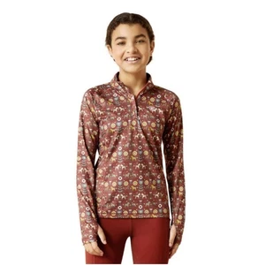 Ariat Youth Lowell 2.0 1/4 Zip Red Baselayer Dala Horse - size  size 12yrs - Picture 1 of 16