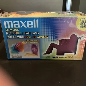 40 Pack MAXELL Multi-Color Slimline (5mm) Jewel Cases DVD CD-ROM CD-R *Sealed* - Picture 1 of 5