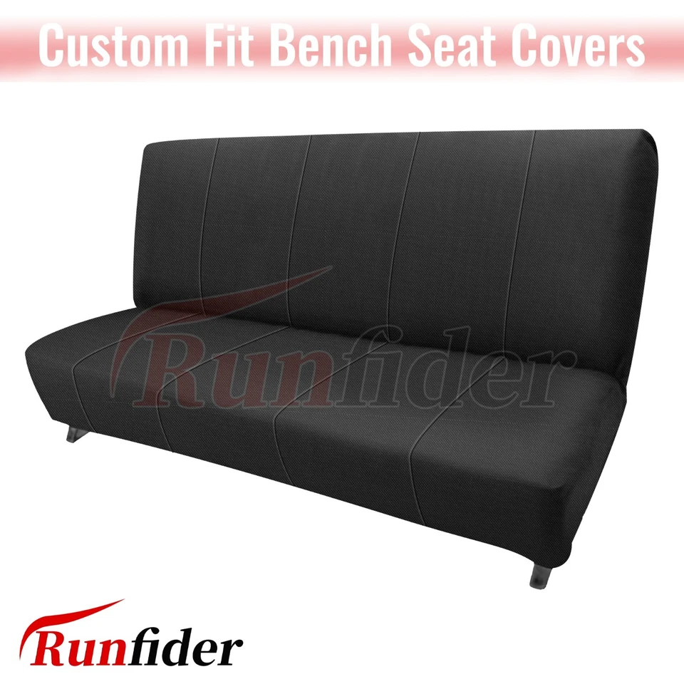 Seat Covers for Chevy C/K 1973-1999, Front Solid Bench No Headrests- Black Foto 1 de 4