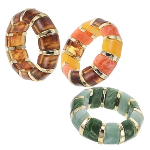 3pz Braccialetti Braccialetti Acrilico Elasticizzati Braccialetto Dichiarazione Gioielli - Foto 1 di 12