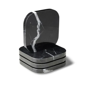 Italian 100% Marble Coasters – Set of 4 – Square Modern Bar Coasters for Drin... - Picture 1 of 5