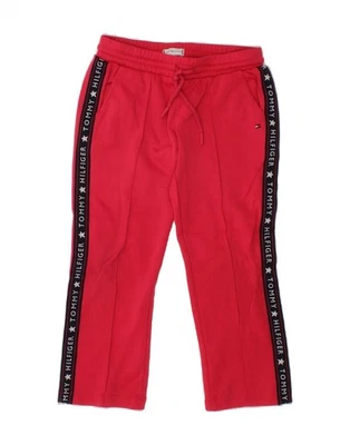 TOMMY HILFIGER Girls Graphic Tracksuit Trousers 4-5 Years  Red Colourblock CK08 - Image 1 of 3